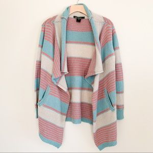 LOVE STITCH Striped Knitted Open Cardigan